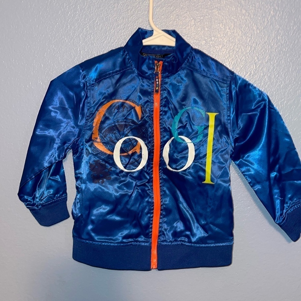 Kids COOGI Faux Satin Polyester Royal Blue Zip Up Jacket Multicolor Size 3T. B1